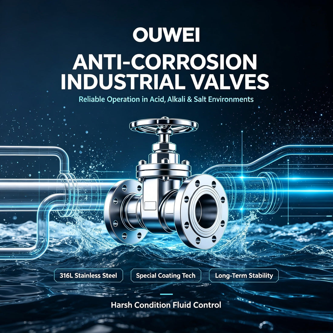 Anti-Corrosion OUWEI Valves, Reliable Operation in Acid, Alkali & Salt Medium Environment