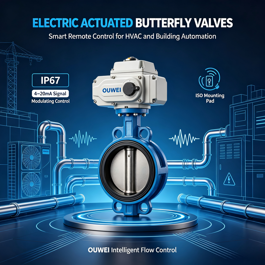 Electric Actuated Butterfly Valves for Building Automation BMS | OUWEI Smart Flow Regulation