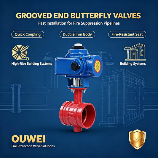 Grooved End Butterfly Valves for Fire Suppression Systems | OUWEI Fast Installation Fire Valve