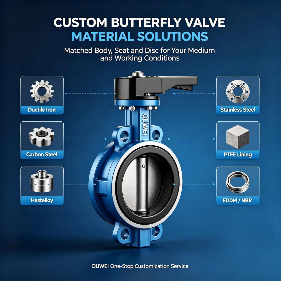 Custom Butterfly Valve Material Solutions-OUWEI Supports Alloy, Stainless & Lined Customization