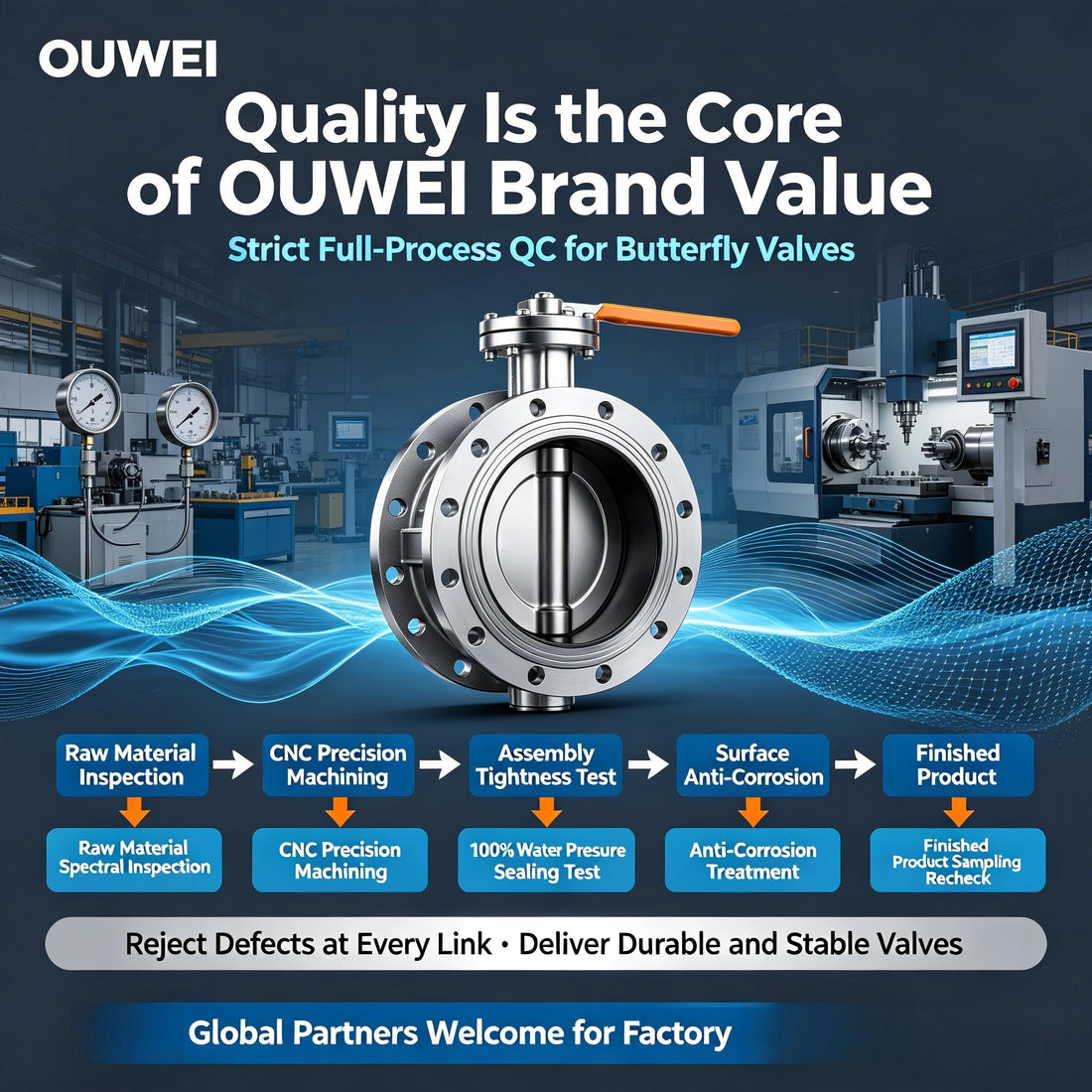 OUWEI Craftsmanship: Full Quality Control System for All Butterfly Valve Production Procedures