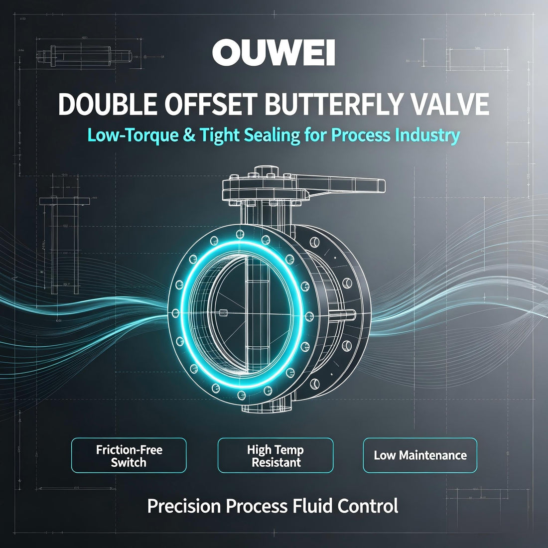 OUWEI Double Offset Butterfly Valves, Low-Torque & Tight Sealing for Process Industry