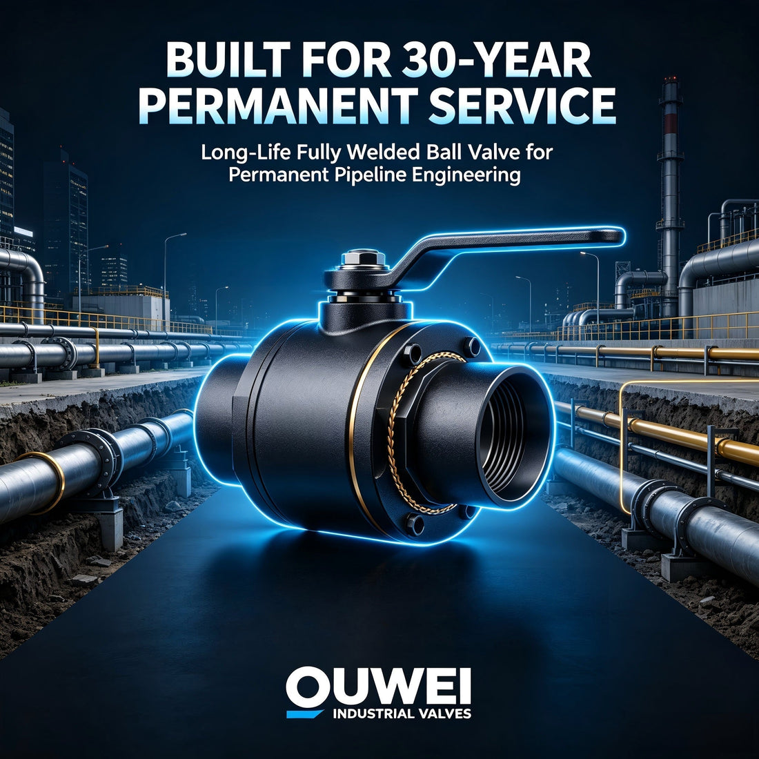 Long Service Life Fully Welded Ball Valve for Permanent Pipeline Engineering
